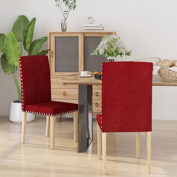 vidaXL Chaises &agrave; manger lot de 2 rouge bordeaux tissu