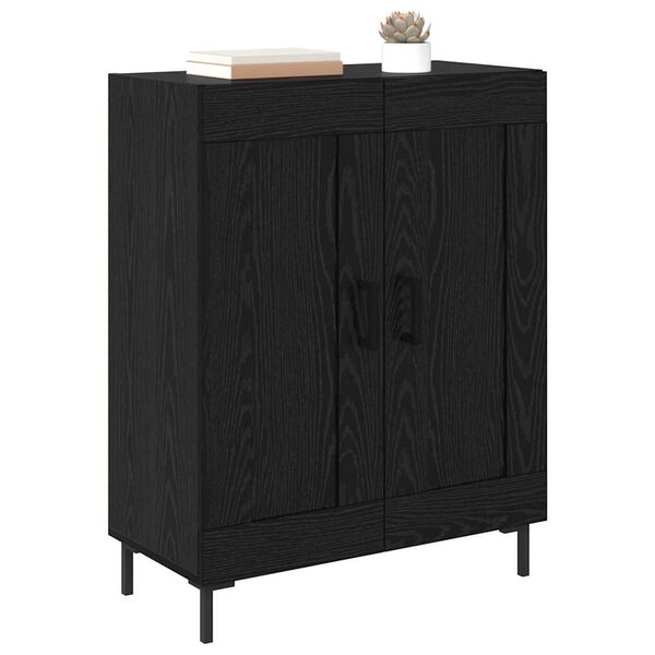 vidaXL Buffet Ch&ecirc;ne noir 69,5 x 34 x 90 cm Bois d'ing&eacute;nierie et fer