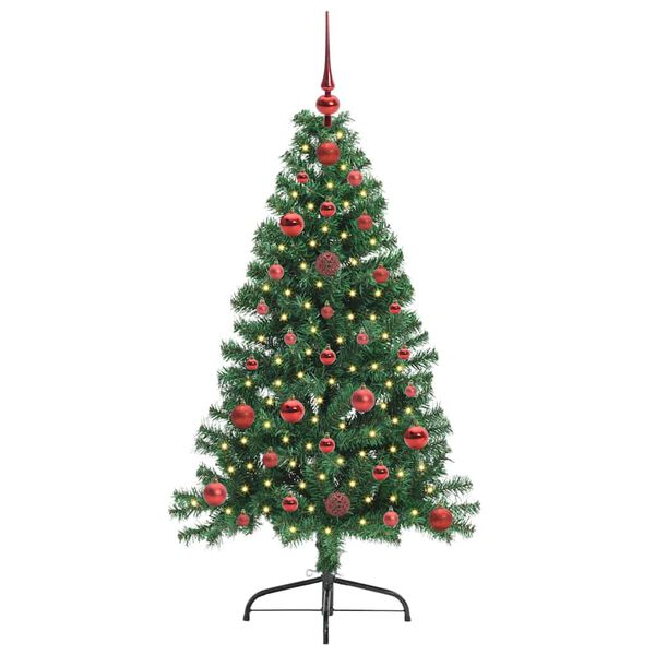 vidaXL Sapin de No&euml;l artificiel pr&eacute;-&eacute;clair&eacute; Vert 120 cm PVC