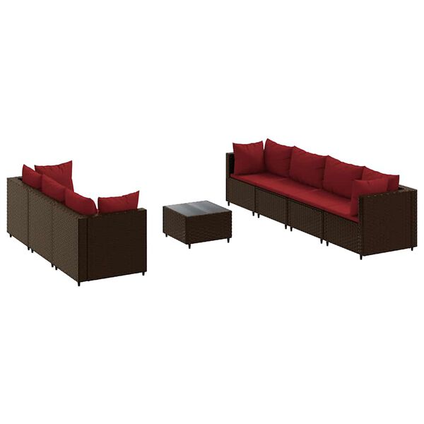 vidaXL Salon de jardin avec coussins 8 pcs marron r&eacute;sine tress&eacute;e