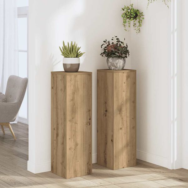 vidaXL Supports pour plantes 2 pcs ch&ecirc;ne artisanal bois d'ing&eacute;nierie