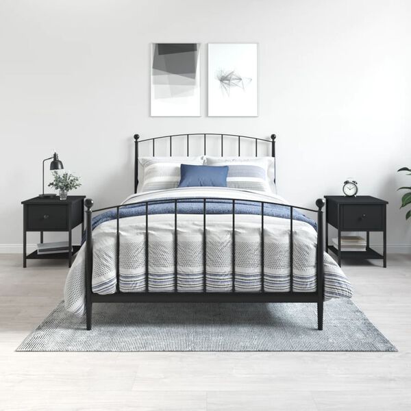 vidaXL Tables de chevet 2 pcs noir 34x35,5x45 cm bois d'ing&eacute;nierie