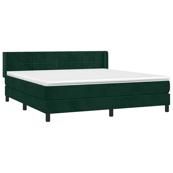 vidaXL Sommier &agrave; lattes de lit et matelas Vert fonc&eacute; 180x200cm Velours