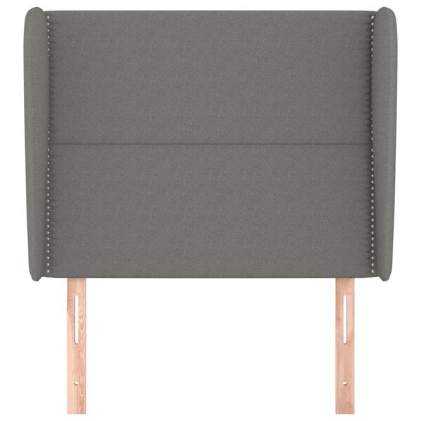 vidaXL T&ecirc;te de lit avec oreilles Gris fonc&eacute; 93x23x118/128 cm Tissu