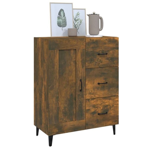 vidaXL Buffet Ch&ecirc;ne fum&eacute; 69,5x34x90 cm Bois d'ing&eacute;nierie