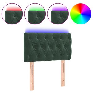 vidaXL T&ecirc;te de lit &agrave; LED Vert fonc&eacute; 80x7x78/88 cm Velours