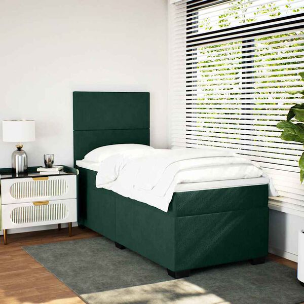 vidaXL Sommier &agrave; lattes de lit avec matelas Vert fonc&eacute; 100x200 cm