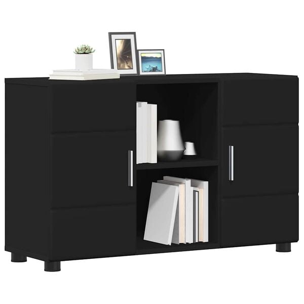 vidaXL Buffet FLORIN Noir 88,5 x 30,5 x 55,5 cm Bois d'ing&eacute;nierie