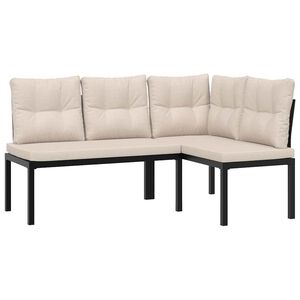 vidaXL Bancs de jardin avec coussins lot de 2 acier enduit de poudre