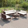 vidaXL Salon de jardin 8 pcs avec coussins r&eacute;sine tress&eacute;e marron