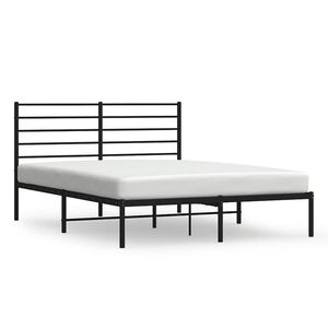 vidaXL Cadre de lit m&eacute;tal sans matelas avec t&ecirc;te de lit noir 135x190cm