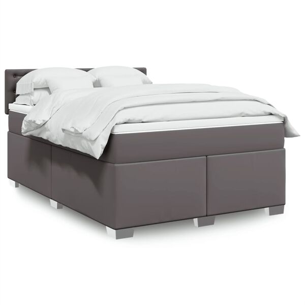 vidaXL Sommier à lattes de lit avec matelas Gris 140x200 cm Similicuir