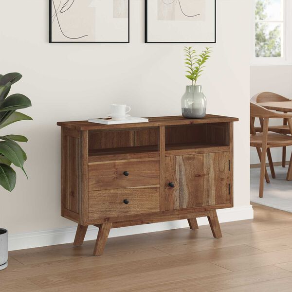 vidaXL Buffet avec tiroir Naturel 100 x 30 x 68 cm Bois de teck massif