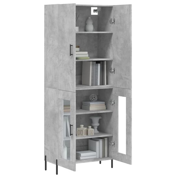 vidaXL Buffet haut Gris b&eacute;ton 69,5x34x180 cm Bois d'ing&eacute;nierie