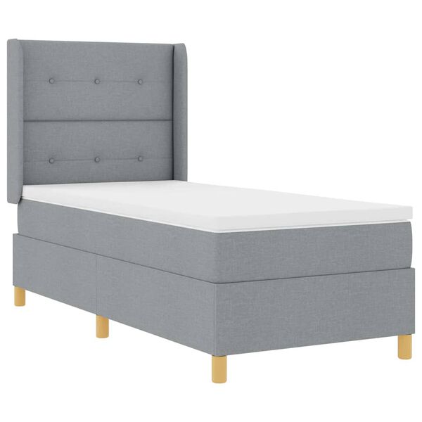 vidaXL Lit &agrave; ressorts avec matelas Gris clair 140 x 200 cm tissu
