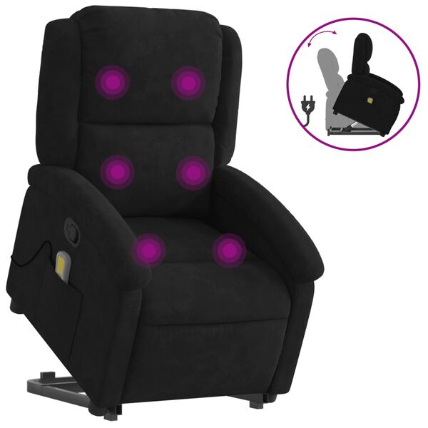 vidaXL Fauteuil de massage inclinable Noir Velours