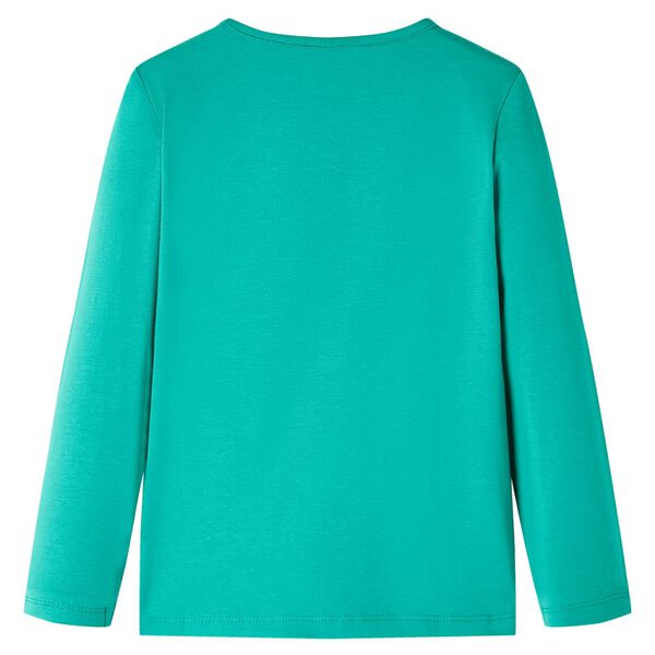 T-shirt pour enfants &agrave; manches longues vert vif 128