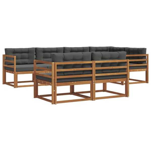 vidaXL Ensemble de canap&eacute;s d'ext&eacute;rieur 7 pcs Naturel et Anthracite