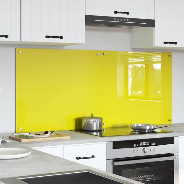vidaXL Protection de cuisine 2 pcs Jaune 70 x 60 cm verre trempé