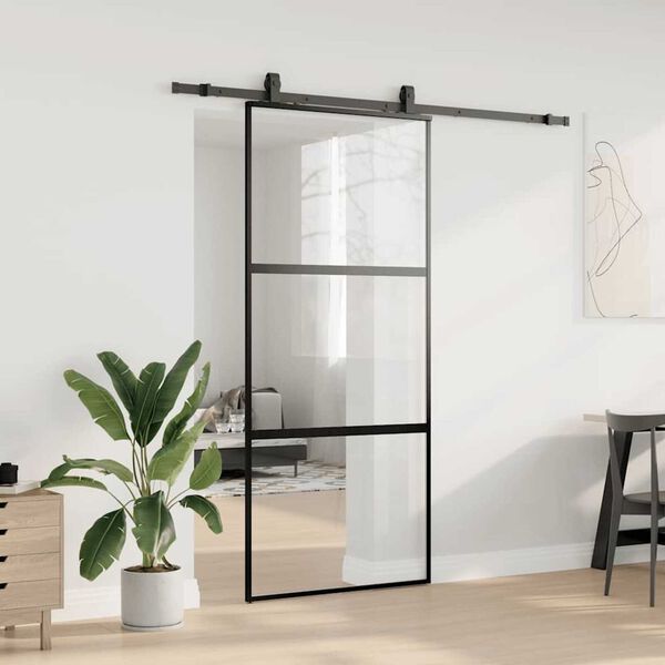 vidaXL Porte coulissante avec kit de quincaillerie noir 90x205 cm