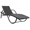 vidaXL Chaise longue avec coussin et table Résine tressée Noir