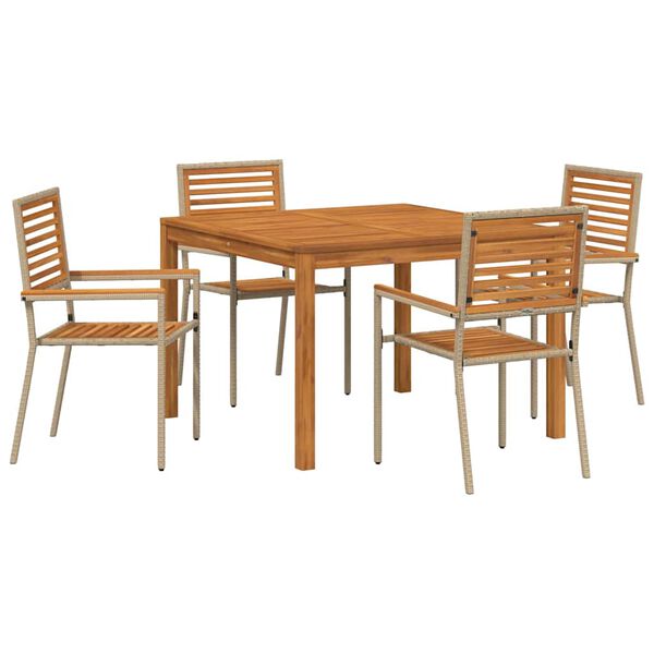 vidaXL Ensemble de salle à manger pour jardin 5 pcs Beige Poly rotin