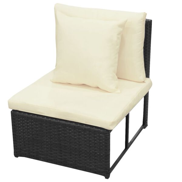 vidaXL Salon de jardin 8 pcs avec coussins r&eacute;sine tress&eacute;e noir