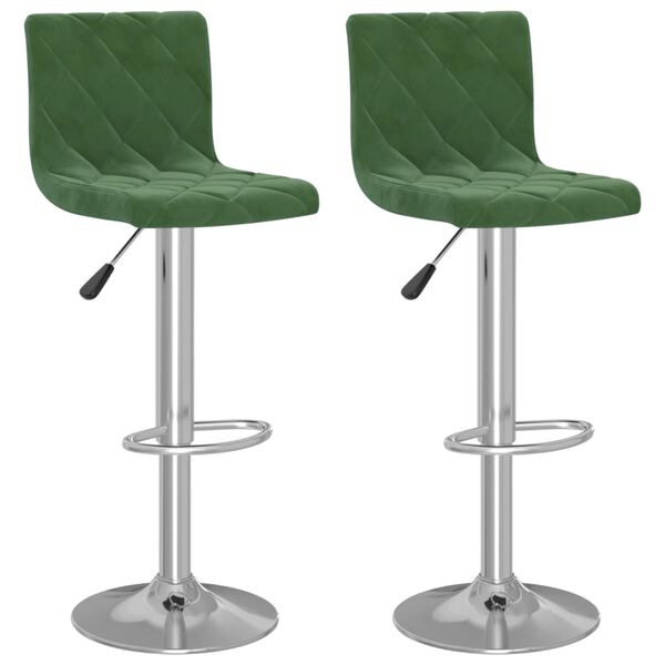 vidaXL Tabourets de bar lot de 2 vert foncé velours