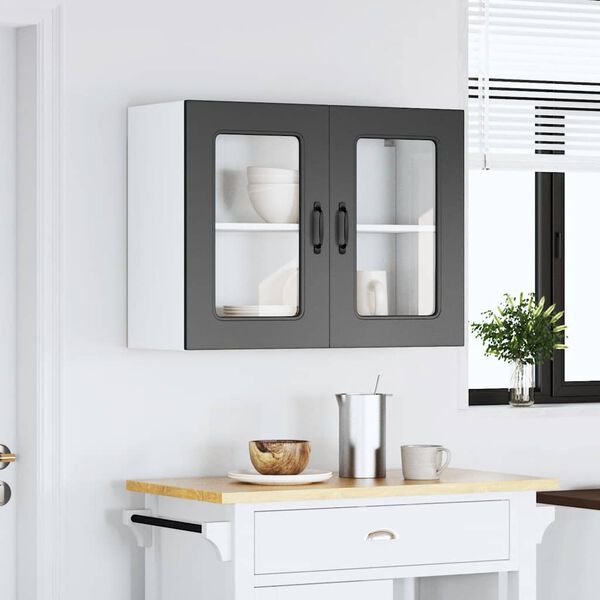 vidaXL Armoire murale de cuisine avec porte en verre Kalmar noir