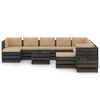 vidaXL Salon de jardin 12 pcs avec coussins gris bois impr&eacute;gn&eacute;
