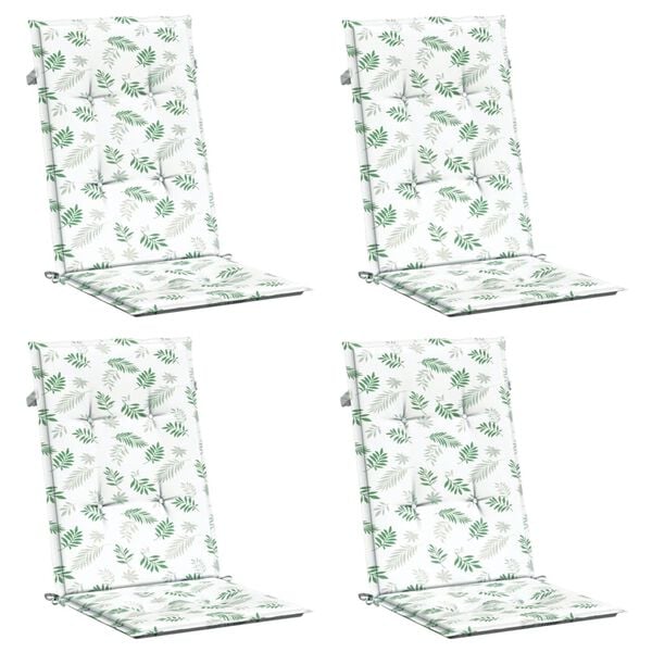 vidaXL Coussins de chaise &agrave; dossier haut lot de 4 mod&egrave;le de feuille