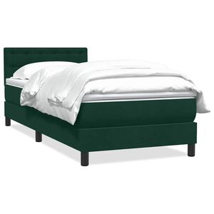 vidaXL Sommier &agrave; lattes de lit et matelas vert fonc&eacute; 80x220 cm velours