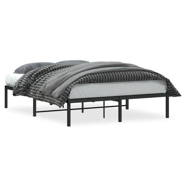 vidaXL Cadre de lit m&eacute;tal sans matelas noir 135x190 cm