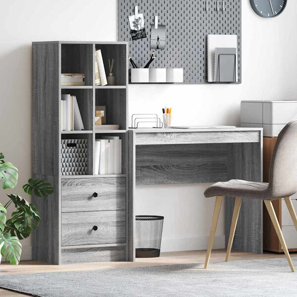 vidaXL Bureau avec tiroir 2 pcs Gris Sonoma