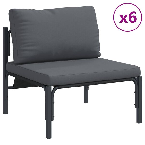 vidaXL Ensemble de canap&eacute; de jardin avec coussin 9 pcs Noir Acier