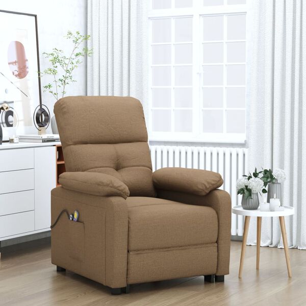 vidaXL Fauteuil de massage Marron Tissu