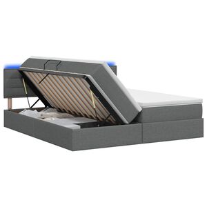 vidaXL Lit de rangement LED avec matelas Gris fonc&eacute; 180 x 200 cm Tissu