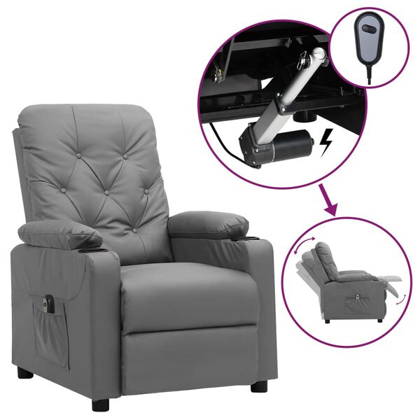 vidaXL Fauteuil inclinable &eacute;lectrique Gris Similicuir
