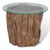 vidaXL Table basse Teck Verre 50x40 cm