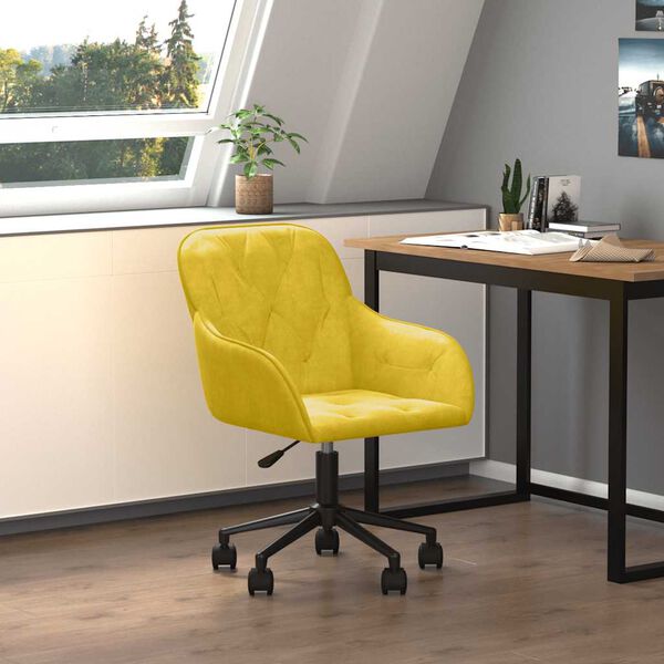 vidaXL Chaise pivotante de bureau Jaune Velours