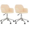 vidaXL Chaises pivotantes &agrave; manger lot de 2 Cr&egrave;me Tissu