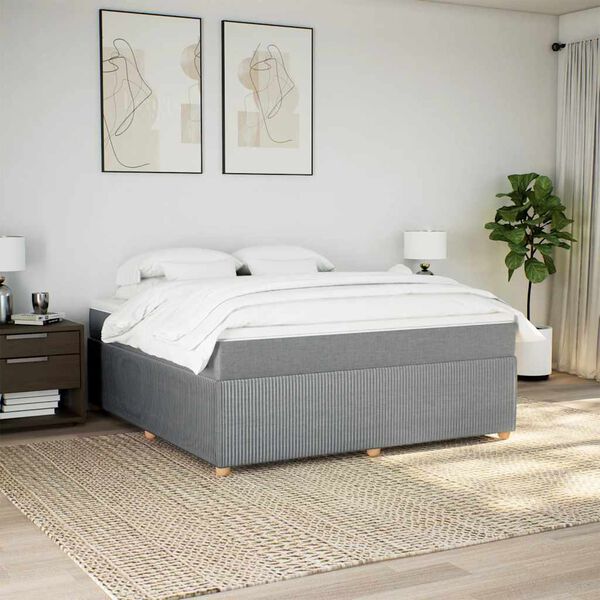 vidaXL Sommier &agrave; lattes de lit avec matelas Gris clair 180x200cm Tissu