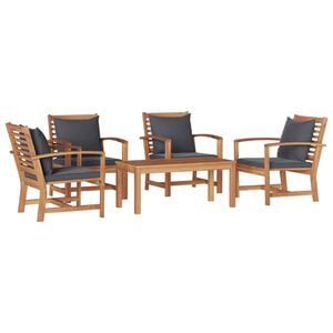 vidaXL Ensemble de canap&eacute; de jardin 5 pc Naturel Bois de teck massif