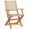 vidaXL Chaises de jardin pliantes lot de 4 beige rotin et bois massif