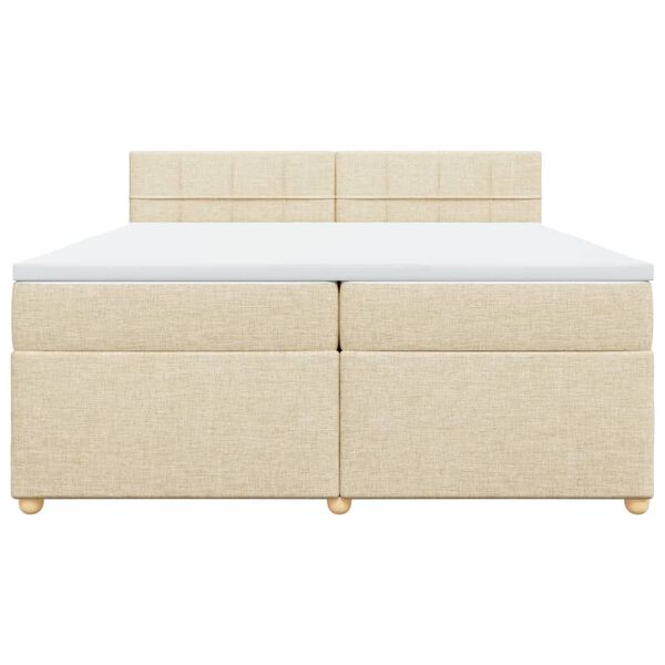 vidaXL Sommier &agrave; lattes de lit avec matelas Cr&egrave;me 200x200 cm Tissu