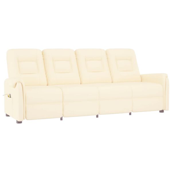 vidaXL Fauteuil de massage inclinable 4 places cr&egrave;me similicuir