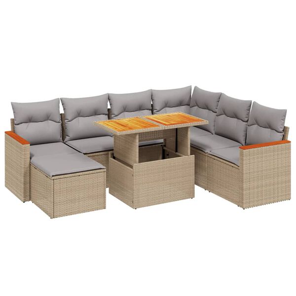 vidaXL Salon de jardin avec coussins 8 pcs beige r&eacute;sine tress&eacute;e