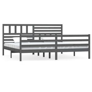 vidaXL Cadre de lit sans matelas bois massif gris 200x200 cm