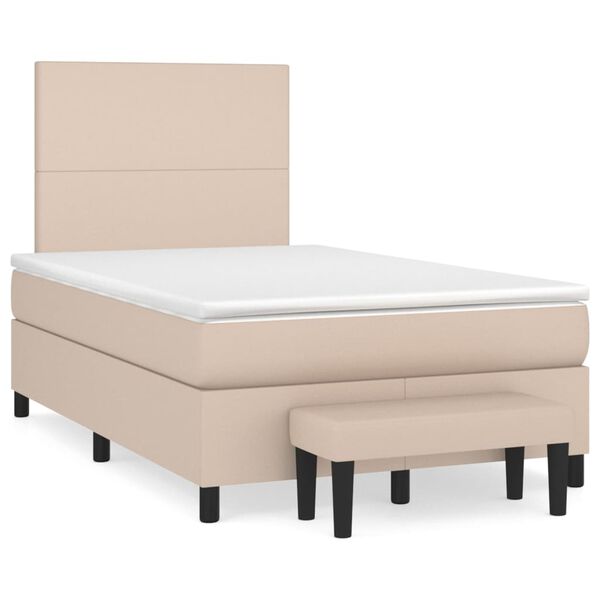 vidaXL Sommier &agrave; lattes de lit avec matelas Cappuccino 120x200 cm