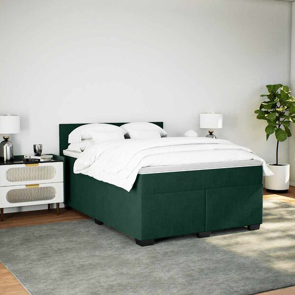 vidaXL Sommier &agrave; lattes de lit et matelas Vert fonc&eacute; 140x190cm Velours